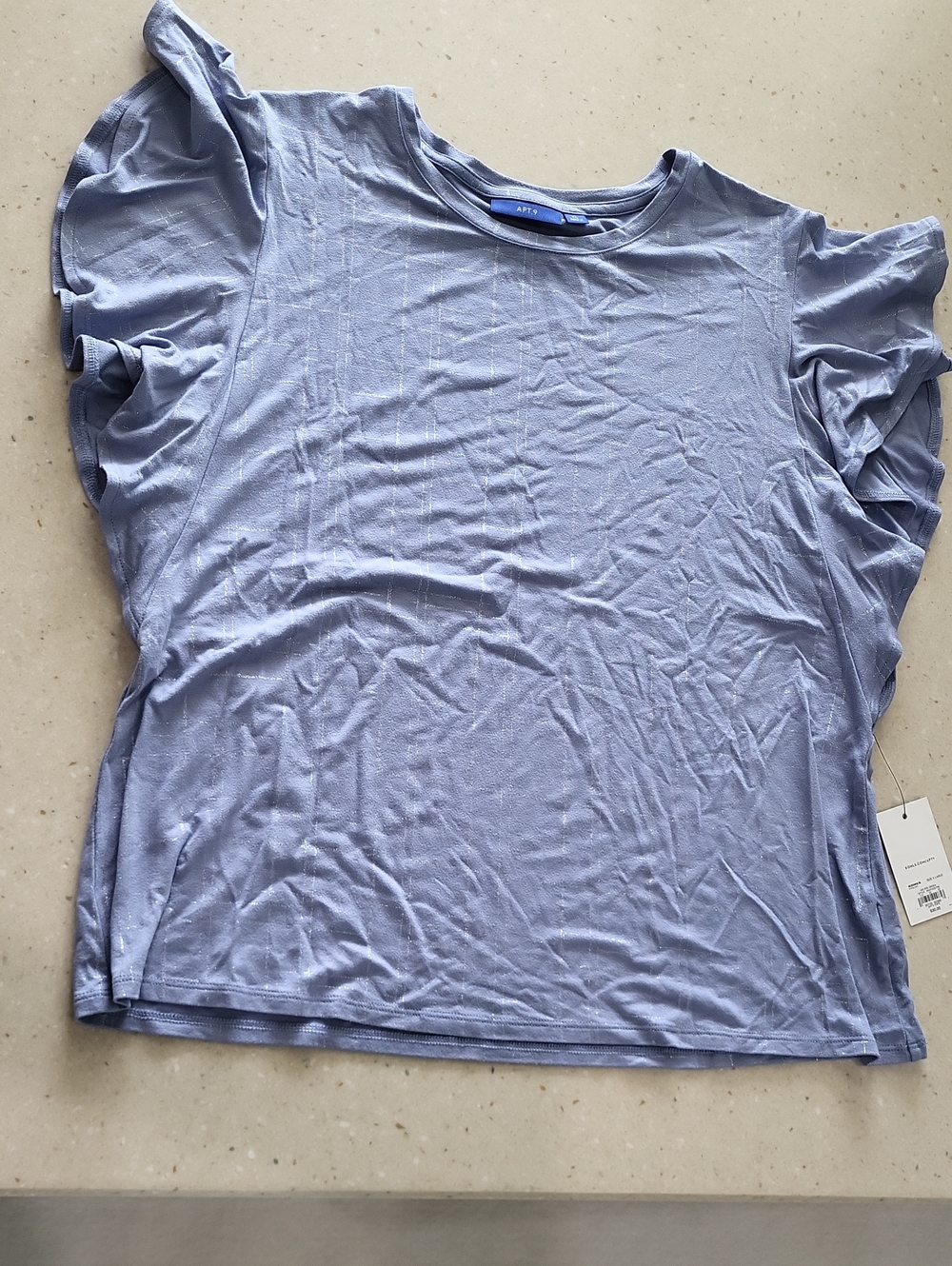 Apt. 9 Blue Ruffle Sleeve Short-Sleeve Tee